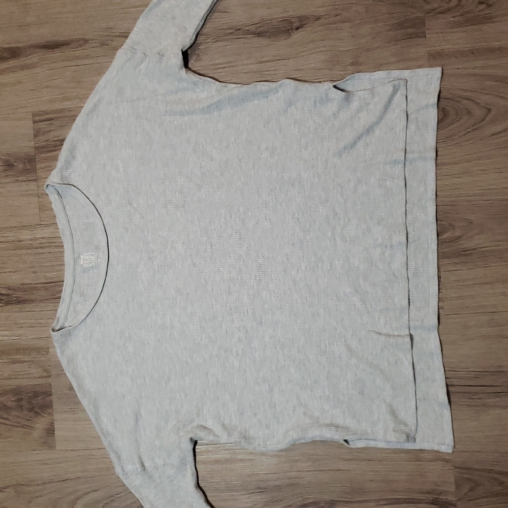 Aerie Real Soft Waffle Knit Long Sleeve Heathered Grey Size Small